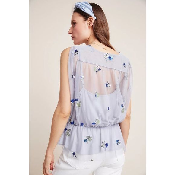 Anthropologie Eva Franco Bluebell Top Size L. B11 - Picture 3 of 6